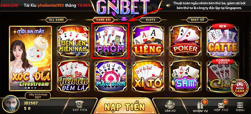 Chơi Phỏm online Gnbet